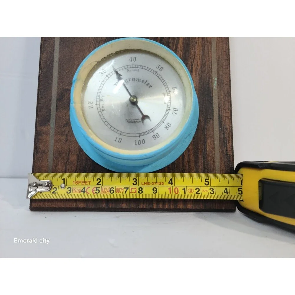Vtg Wall Weather Station Wood Panel Barometer Thermometer Hygrometer In/outdoor